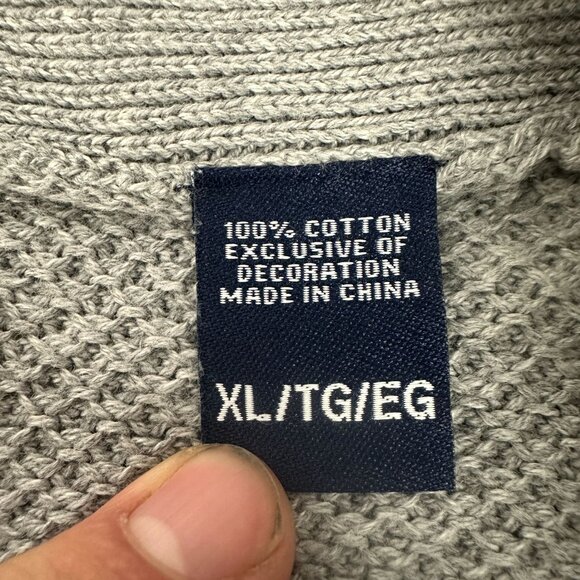 Chaps Womens Gray 100% Cotton Cardigan Sweater XL Button-Up Shawl Collar - Picture 4 of 9